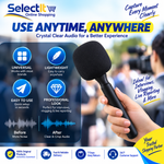 Wireless Microphone Handle for F11, SX8 and More with Sponge Windproof Cover Stick for Interviews, Vlogging & Live Reporting - Microphone Handle for Mic Mini Noise Canceling Wireless Mic Adapter with Foam Windproof Sponge