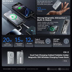 Remax CX-2 10000mAh 15W Magnetic Wireless Power Bank with Foldable Stand Silver