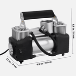 12V Dual Cylinder air compressor pump with pressure gauge for car tire inflation at 150 PSI