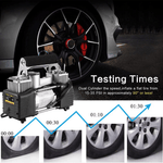 12V Dual Cylinder air compressor pump with pressure gauge for car tire inflation up to 150 PSI