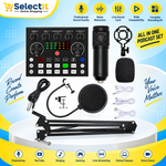 V10 Bm-800 Podcast Condenser Microphone Set With Live Sound Card, Rechargeable 12 Kinds Of Auxiliary Background For Karaoke Singing, Youtube Recording Mic
