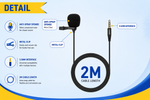 JMARRY MC-R1 3.5mm professional lavalier microphone with clip and 2-meter cable for clear audio recording on mobile, camera, and laptop