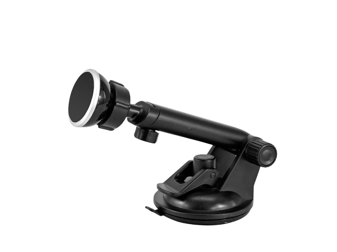 360° universal magnetic phone holder with suction cup mount on car dashboard holding smartphone