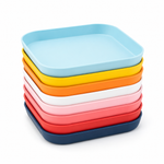 8-Piece Colorful Plastic Snack Plate Set | Microwave Safe Round, Square & Heart Serving Plate