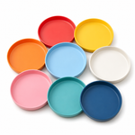 8-Piece Colorful Plastic Snack Plate Set | Microwave Safe Round, Square & Heart Serving Plates multi