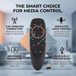 G10S Wireless Air Mouse Remote Control with voice command and 2.4GHz wireless for Smart TV, Android TV Box, PC, and laptop gaming controller