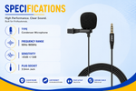 JMARRY MC-R1 3.5mm professional lavalier microphone with clip, foam windshield, and 2-meter shielded cable for clear audio recording on mobile, camera, and laptop.