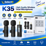 K35 2.4GHz dual wireless microphone with noise reduction
