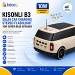 Kisonli B3 Portable 10W Car Speaker with Solar Charging, Stereo Sound and Flashlight