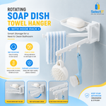 Plastic Rotating Soap Dish with Towel Hanger & Hook