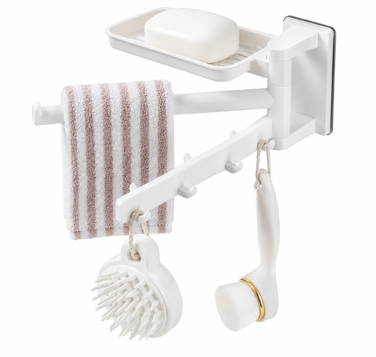 Plastic Soap Dish, Rotating Soap Holder, Bathroom Soap Dish, Towel Hanger Hook, Punch Free Wall Hanger,