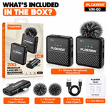Plokama VM-60 Dual Wireless Lavalier Microphone 2.4GHz Noise Cancelling Mic