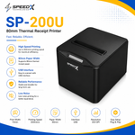 Speed-X SP-200U 80mm USB Thermal Receipt Printer with Auto Cutter for POS Billing, Retail Stores, Restaurants, Supermarkets, and Ticket Printing