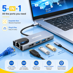 Speed-X SP-TC501 5-in-1 USB-C Multiport Hub with 4K HDMI, USB 3.0, PD Charging & Gigabit LAN