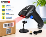 Speed-X wireless 2D barcode scanner with USB receiver and stand
