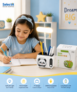 TV Design LED Table Lamp with Pencil Holder USB Rechargeable