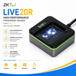 ZKTeco Live20R High Performance Fingerprint Reader with Live Finger Detection for Android, iOS, Windows, Linux, Attendance, and Access Control Systems