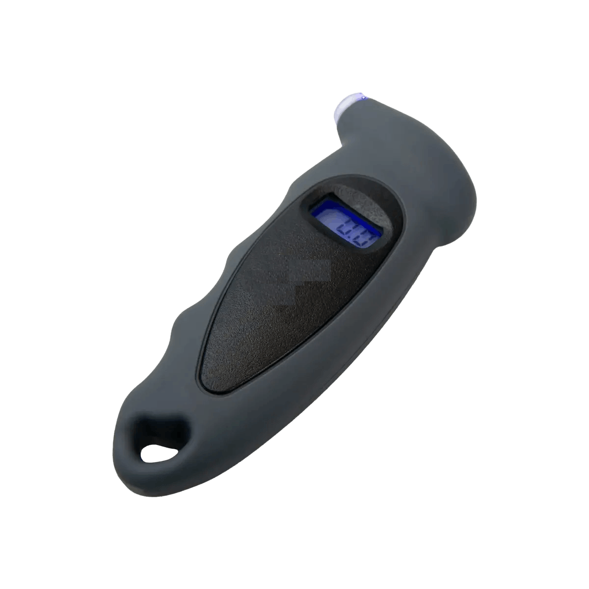 Digital tire pressure gauge with LED display showing 0-100 PSI for cars, motorcycles, and bicycles