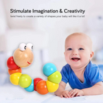 Montessori Wooden Caterpillar Toy – Flexible Colorful Educational Sensory Toy for Kids