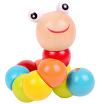 Montessori Wooden Caterpillar Toy – Flexible Colorful Educational Sensory Toy for Kids