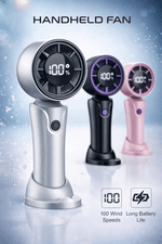 Portable Turbo Handheld Fan with LED Display and 100 Speed Levels Rechargeable Cooling Fan