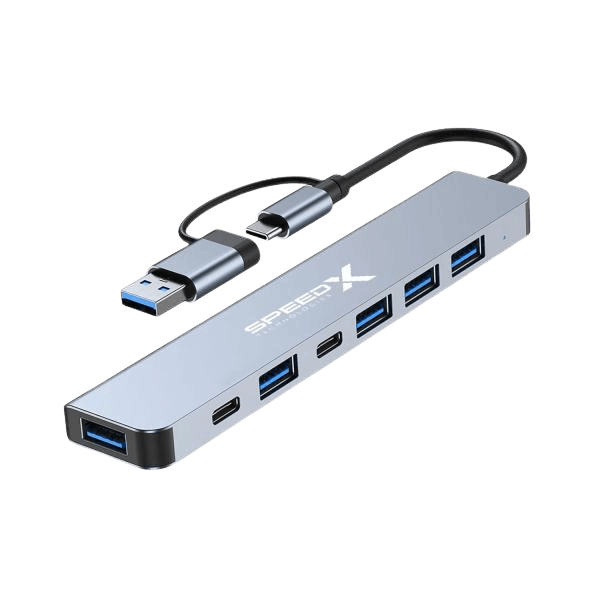 SPEED-X SP-TC701 7 port USB hub with USB-A and Type-C aluminum alloy portable design