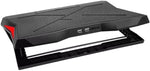 XTRIKE ME FN811 laptop cooling pad with 6 fans, dual USB ports, adjustable RGB lighting, and ergonomic stand in red
