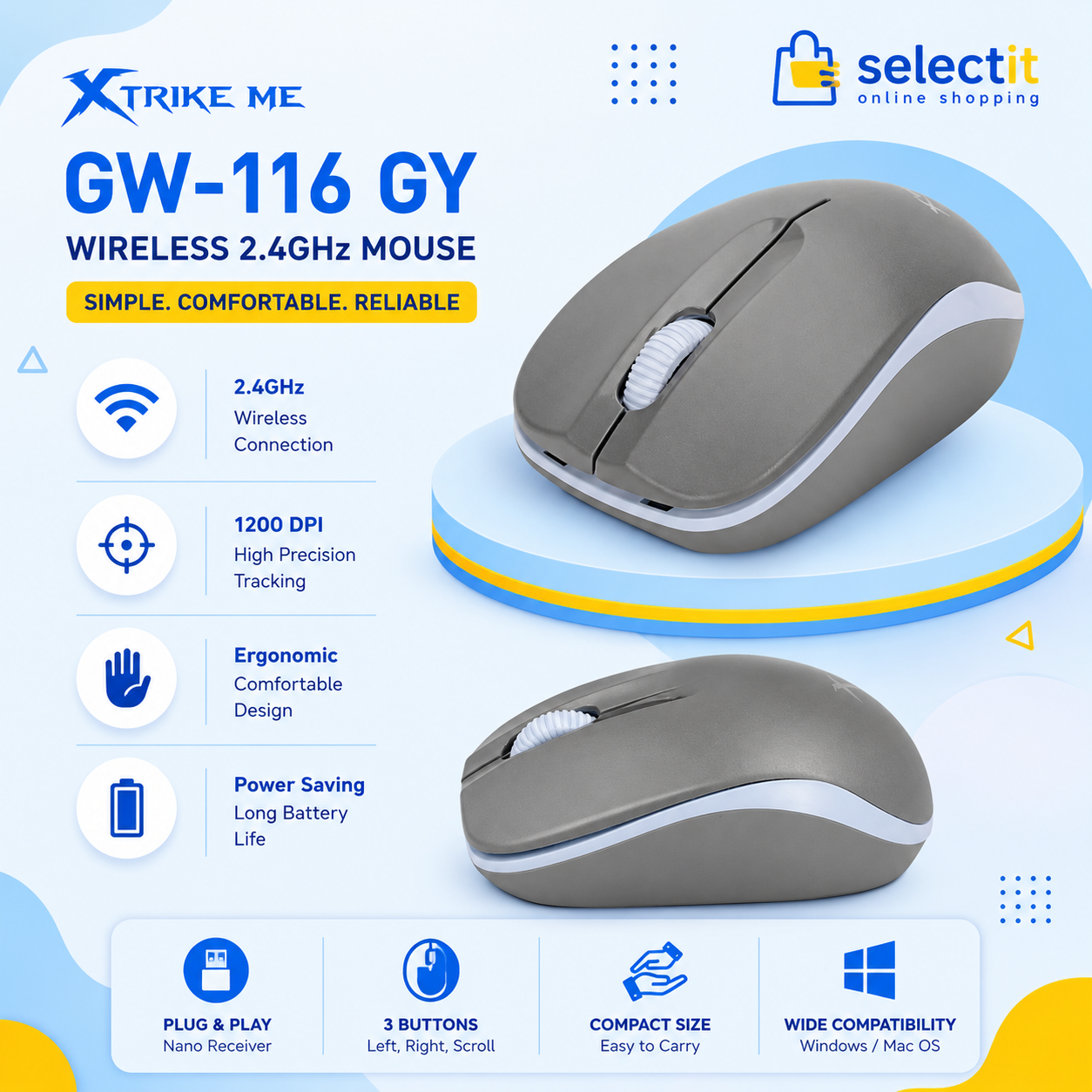 Wireless Keyboard & Mouse Combo | H20 Backlit Air Mouse Touchpad + XTRIKE ME GW-116 2.4GHz Wireless Mouse