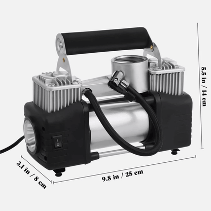 12V Dual Cylinder Air Compressor 150 PSI Portable Car Tyre Inflator Pump with Pressure Gauge