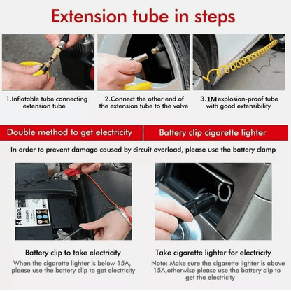 12V Dual Cylinder Air Compressor 150 PSI Portable Car Tyre Inflator Pump with Pressure Gauge
