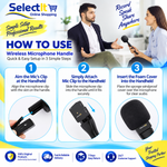 Wireless Microphone Handle for F11, SX8 and More with Sponge Windproof Cover Stick for Interviews, Vlogging & Live Reporting - Microphone Handle for Mic Mini Noise Canceling Wireless Mic Adapter with Foam Windproof Sponge