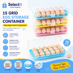 15 Grid Egg Storage Container with Lid | Refrigerator Egg Organizer Box for 15 Eggs
