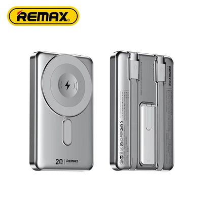 Remax CX-2 10000mAh 15W Magnetic Wireless Power Bank with Foldable Stand Silver