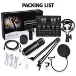 V10 Bm-800 Podcast Condenser Microphone Set With Live Sound Card, Rechargeable 12 Kinds Of Auxiliary Background For Karaoke Singing, Youtube Recording Mic