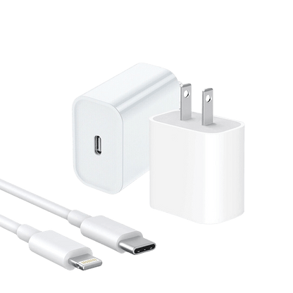 20W PD Fast Charger with USB-C to Lightning Cable for iPhone 14, iPad and AirPods