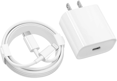 20W PD Fast Charger with USB-C to Lightning Cable for iPhone 14, iPhone 13, iPad & AirPods – Original Type-C Fast Charging Adapter