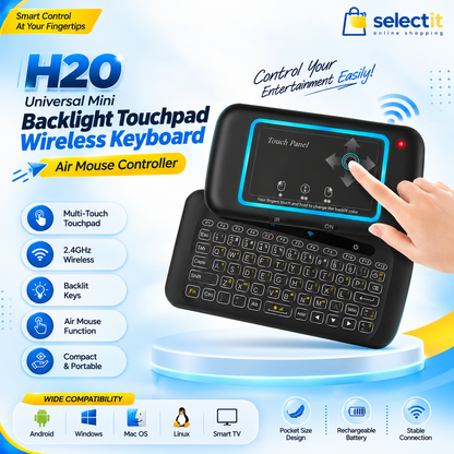 Wireless Keyboard & Mouse Combo | H20 Backlit Air Mouse Touchpad + XTRIKE ME GW-116 2.4GHz Wireless Mouse