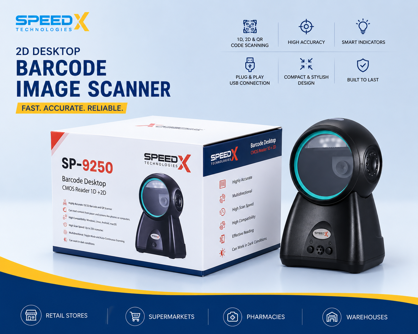 2D Desktop Barcode Image Scanner