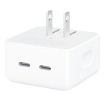 35W Dual USB-C Port fast charger with US pin, compact foldable design for iPhone, iPad, AirPods, and MacBook Air charging