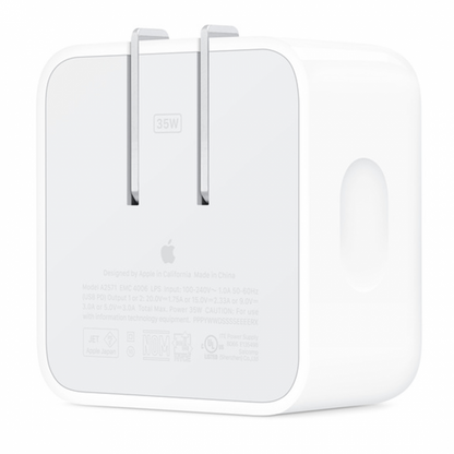 Apple 35W Dual USB-C Port Fast Charger US Pin for iPhone iPad AirPods Apple Watch and MacBook Air