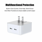 35W Dual USB-C Port Fast Charger with US Pin for iPhone, iPad, AirPods, and MacBook Air, compact folding plug design