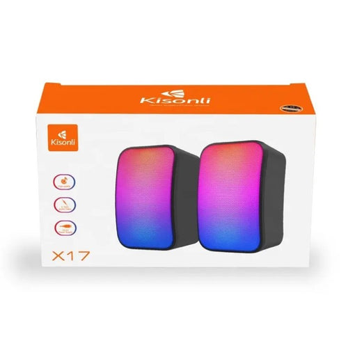 Kisonli X17 Gaming Speaker 2.0 RGB Lights With Volume Control For PC Or Laptop Easy to Use Speakers
