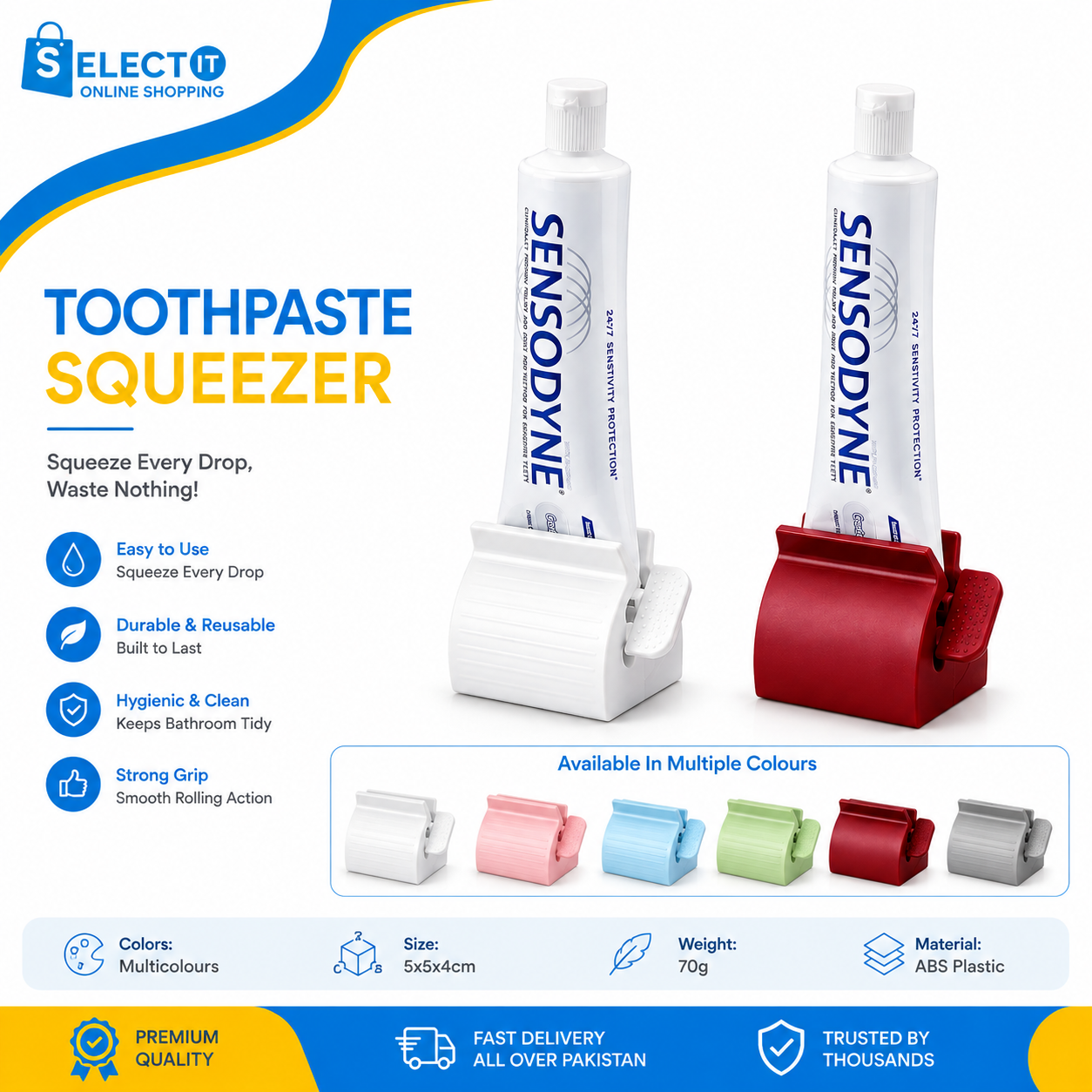 Toothpaste Squeezer Roller – Easy Tube Dispenser & Toothpaste Saver - Random Color
