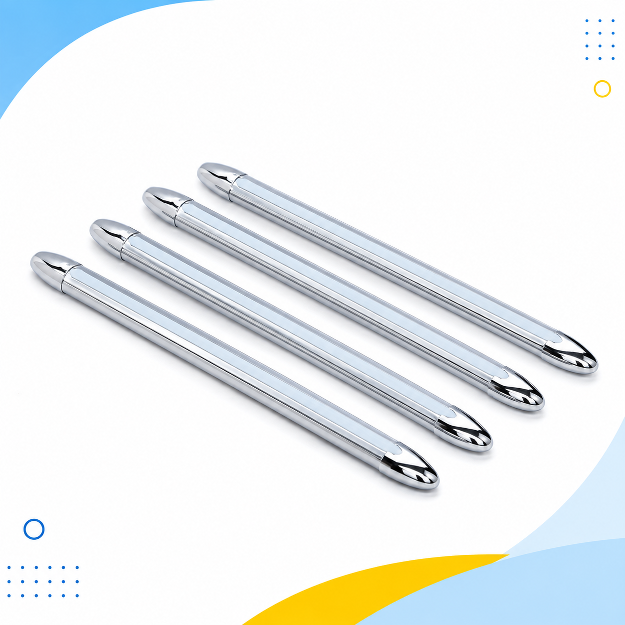 4Pcs Car Door Protector Long Strip Adhesive Anti-Scratch Bumper Guard Trim – Silver