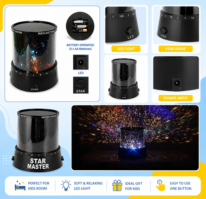 4 LED Moon Star Projection Night Light | H-28305 Kids Bedroom Projector Lamp