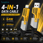 4 in 1 USB PD multi charging cable Type C to C Lightning USB to C and USB to Lightning