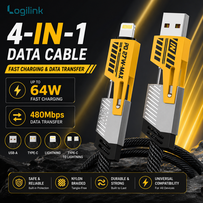 4 in 1 USB PD multi charging cable Type C to C Lightning USB to C and USB to Lightning