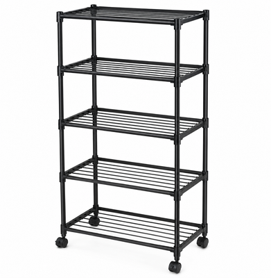 5-Layer Rotating Kitchen Storage Rack | Multi-Layer Vegetable & Fruit Organizer with Wheels (Rectangle)