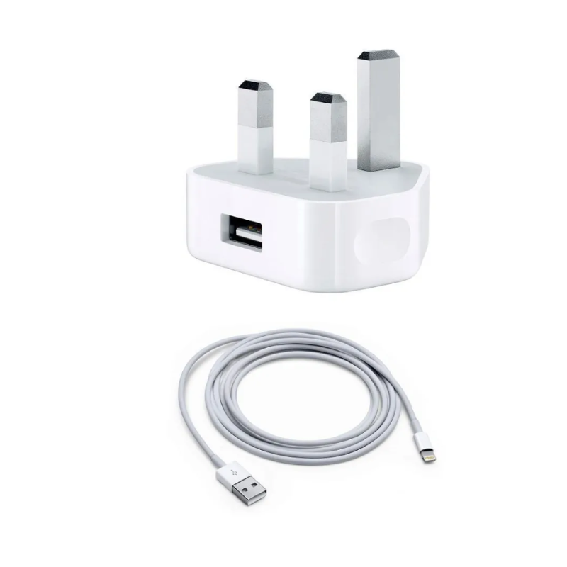 iPhone 5W USB Power Adapter UK 3-Pin with Lightning Cable