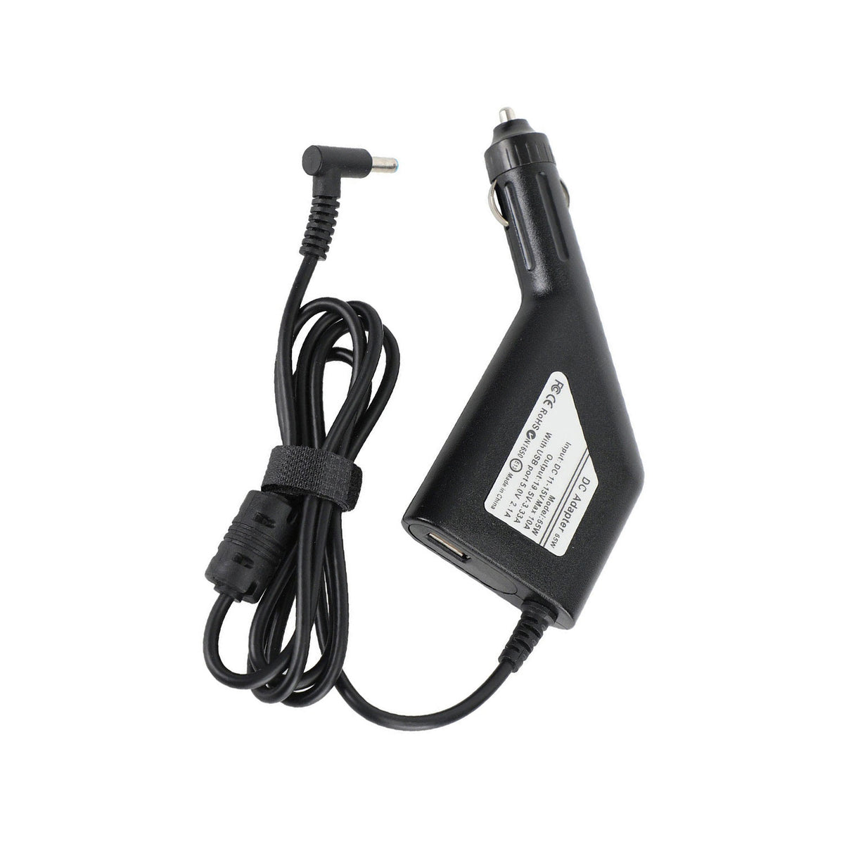 65W HP Laptop Car Charger 4.5×3.0mm Blue Pin with USB Port for HP Laptop